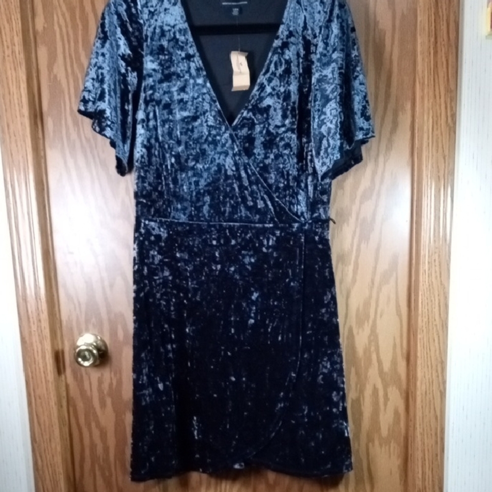 Elegance Navy Blue Crushed Velvet Dress.